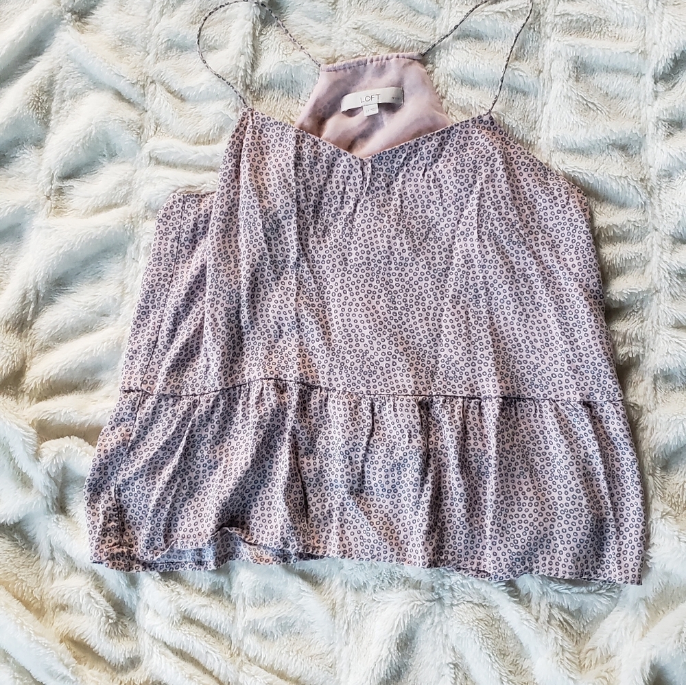 Loft womens size Large Petite Tank top pink and blue flowy